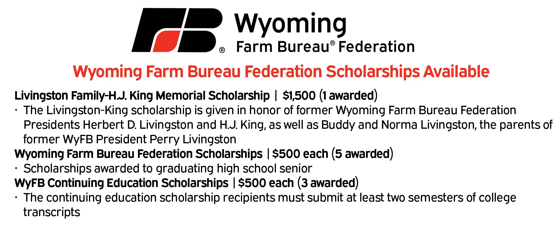 Scholarships Available